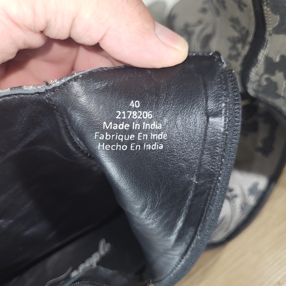 FREE PEOPLE | Barclay Brocade Floral Silver Black Heeled Ankle Boots Women’s 10 - Picture 8 of 12